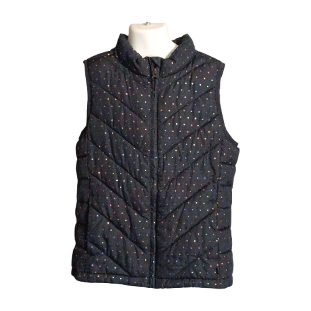 GAP Kids Black Quilted Vest with Colorful Dots